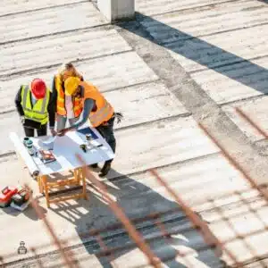 Détection du ferraillage avant carottage sur une dalle en béton armé, aciers en attente sur chantier